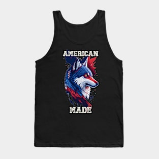 American 4th of July American Made Wolf Tank Top